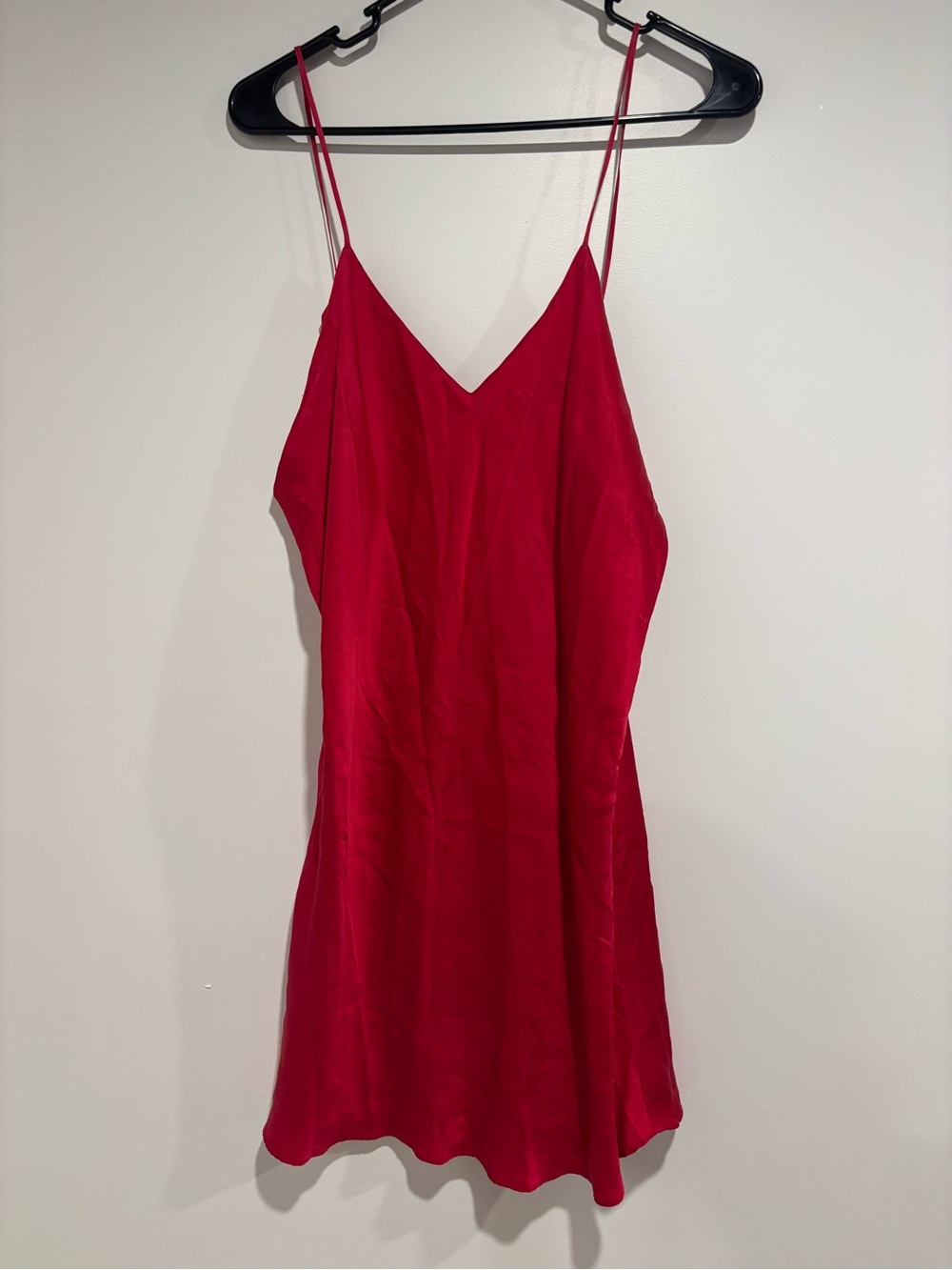 Vintage 90s Victorias Secret Gold Label 100% Silk Slip Dress Medium Red